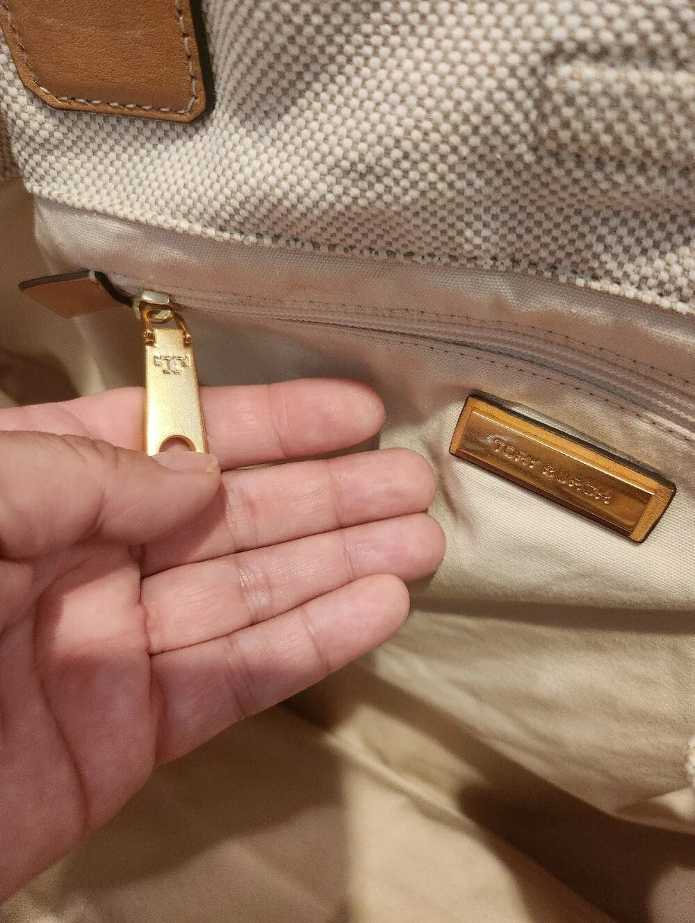 Tory Burch Ella Beige Canvas Tote